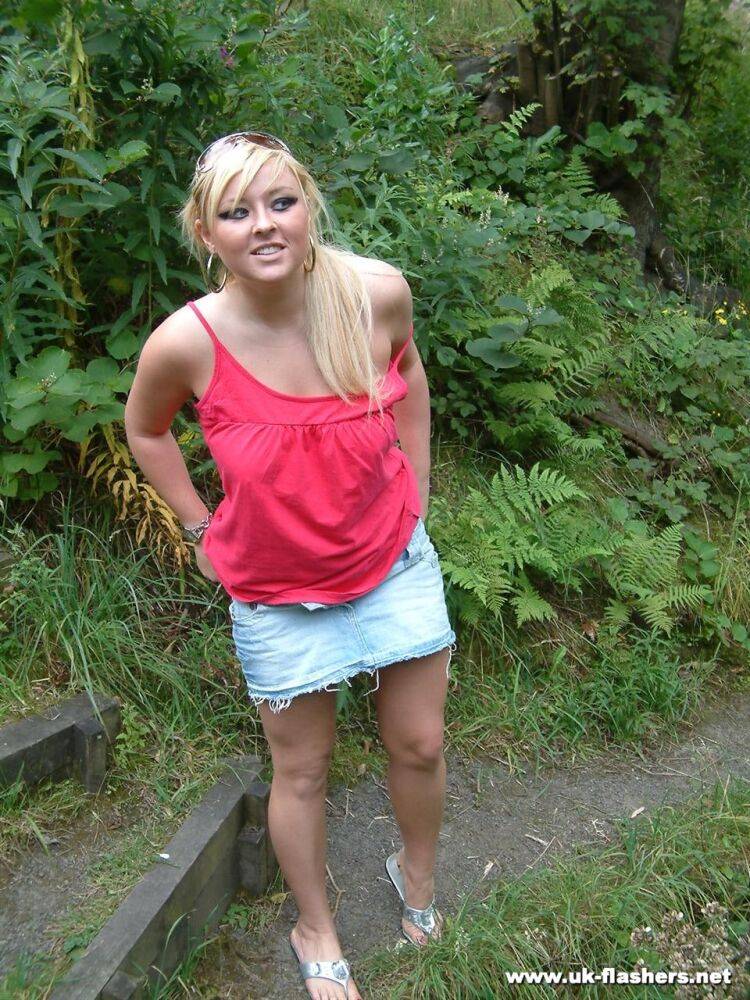 Overweight UK female with blonde hair strips naked on a popular walking trails - #5