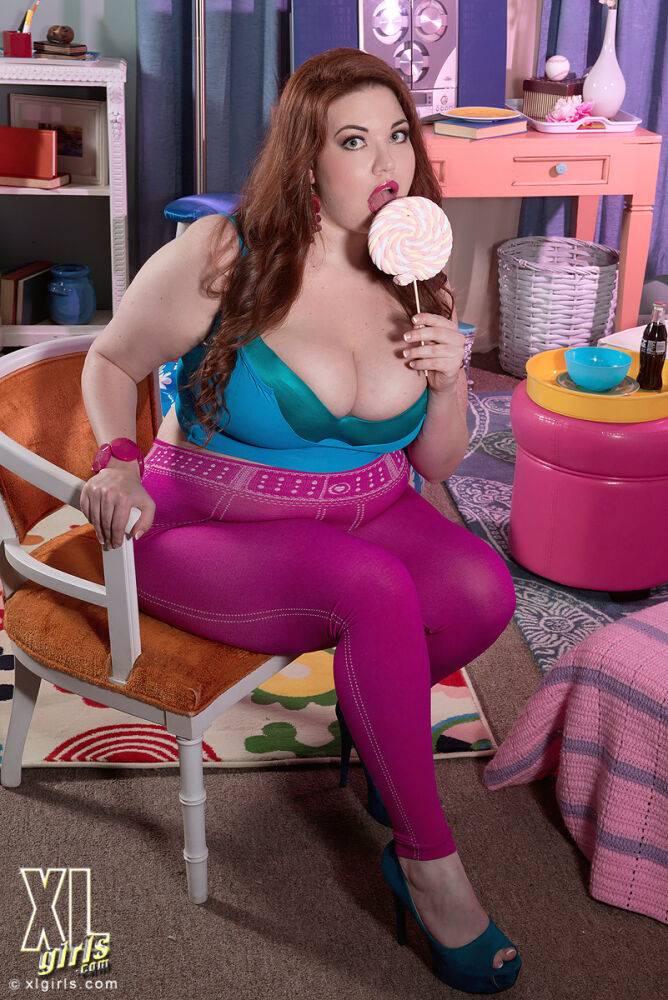 Super sexy fatty Nixie Night lick a lollipop while exposing great big boobs - #13