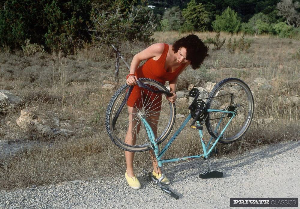 Vintage doll get a flat while bicycling & rewards her helpers with a fuck fest - #8