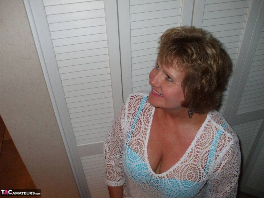 Older lady Busty Bliss unleashes her big naturals in the dark of the night - #16
