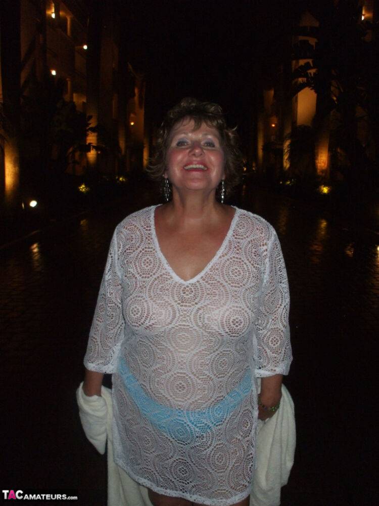 Older lady Busty Bliss unleashes her big naturals in the dark of the night - #3