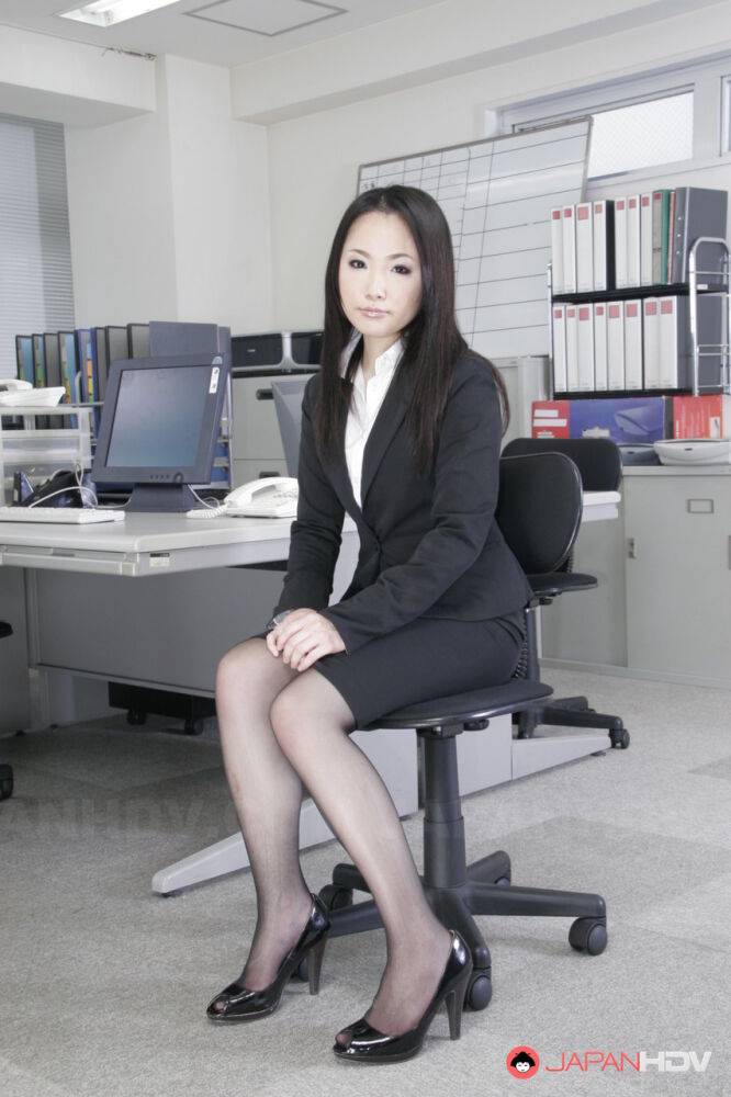 Japanese secretary Ai Mizushima models non nude at work in business attire - #8