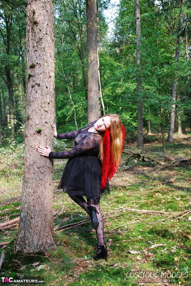 Amateur woman Luscious Models poses in the forest in a cosplay clothing - #5