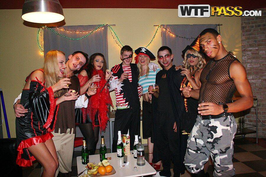 College students participate in group sex while attending a Halloween party - #13