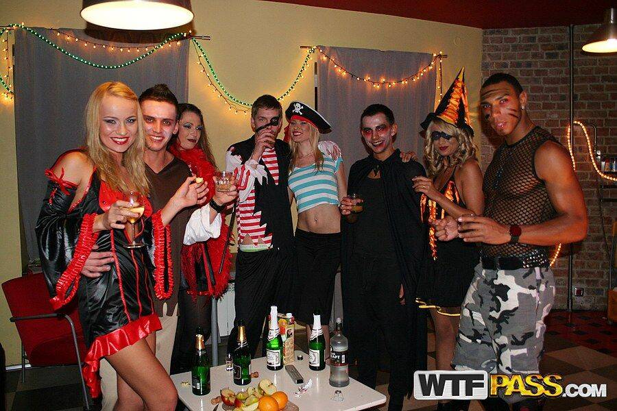 College students have group sex while attending a Halloween party - #8