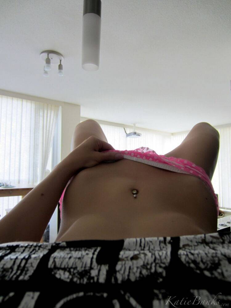 Amateur chick Katie Banks takes topless selfies in pink underwear - #9