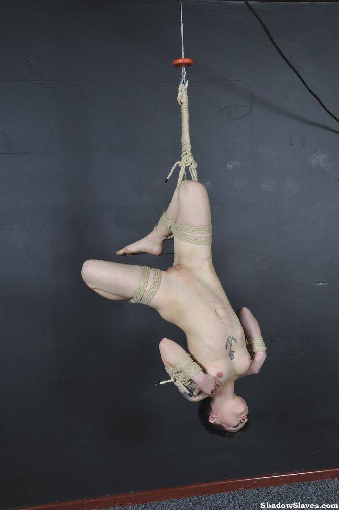 Tattooed female is bound with roped and suspended from the ceiling - #12