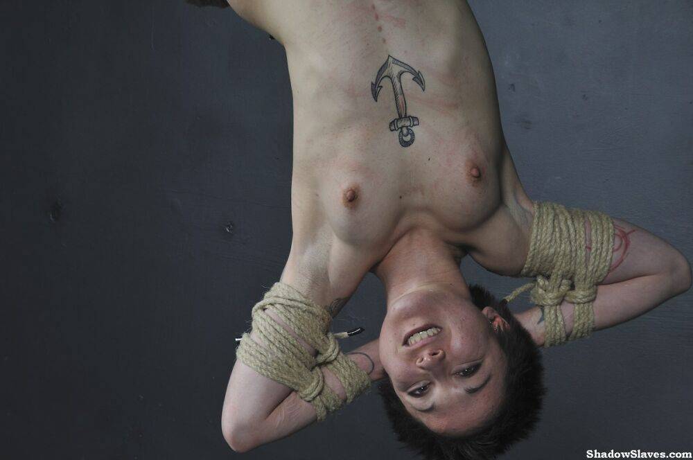 Tattooed female is bound with roped and suspended from the ceiling - #15