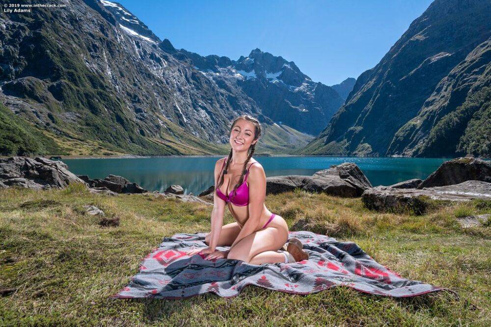 Solo girl Lily Adams masturbates in mountains before getting in pristine water - #5