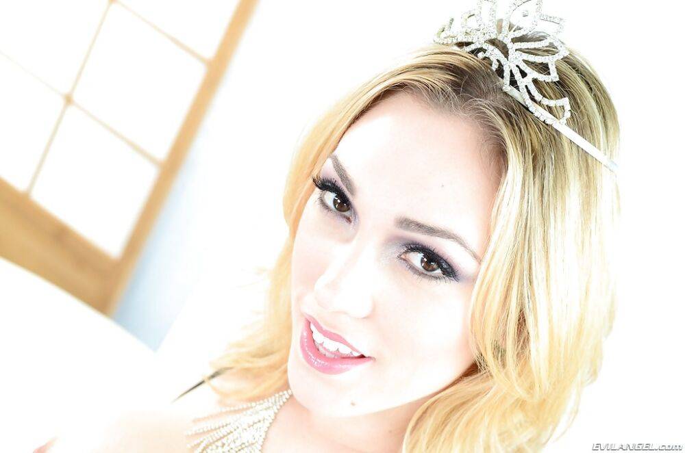 Hot babe Lily Labeau taking off her panties and posing with strapon - #4