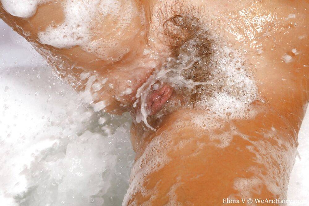 Horny mature woman with tiny tits and hairy cunt taking a bath - #15
