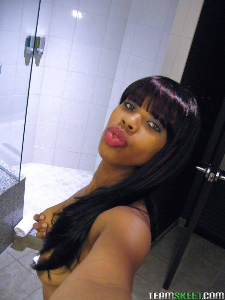 Ebony teen Queen V presents hot collection of self shot scenes - #1