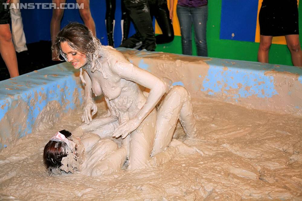 Seductive fetish gals with petite tits are into messy mud wrestling - #4