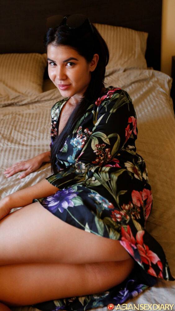 Asian amateur Lady Dee removes her floral print dress before having sex - #8