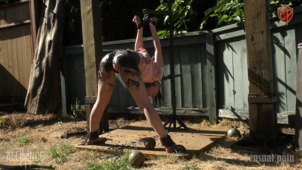 White pain slut Abigail Annalee is put thru her paces during outdoor action - #8