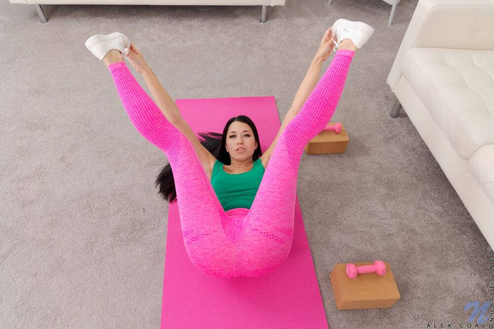 Young brunette Alex Coal gets totally naked while exercising and doing yoga - #4
