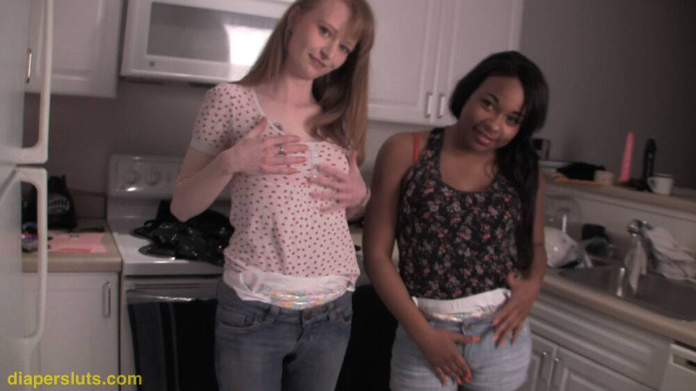 Unbelievable I have two sexy beautiful diaper sluts in my kitchen Natalia and - #3