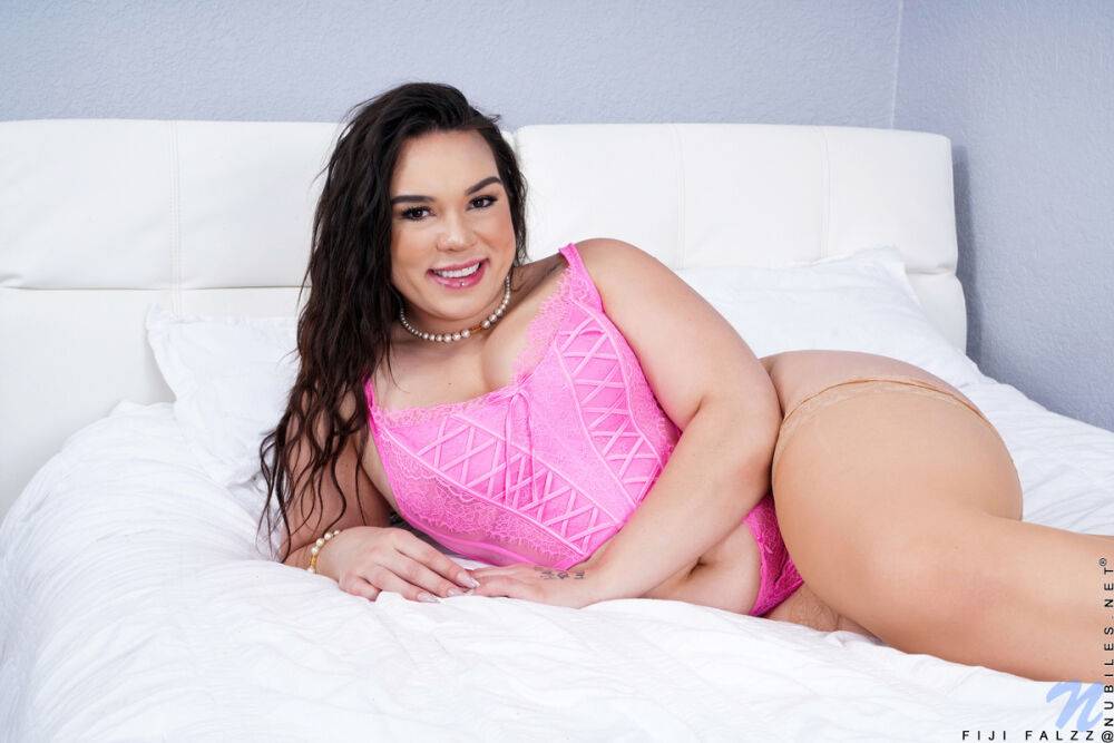 Pretty in pink lingerie that she just can't wait to take off, Fiji Falzz is a - #12