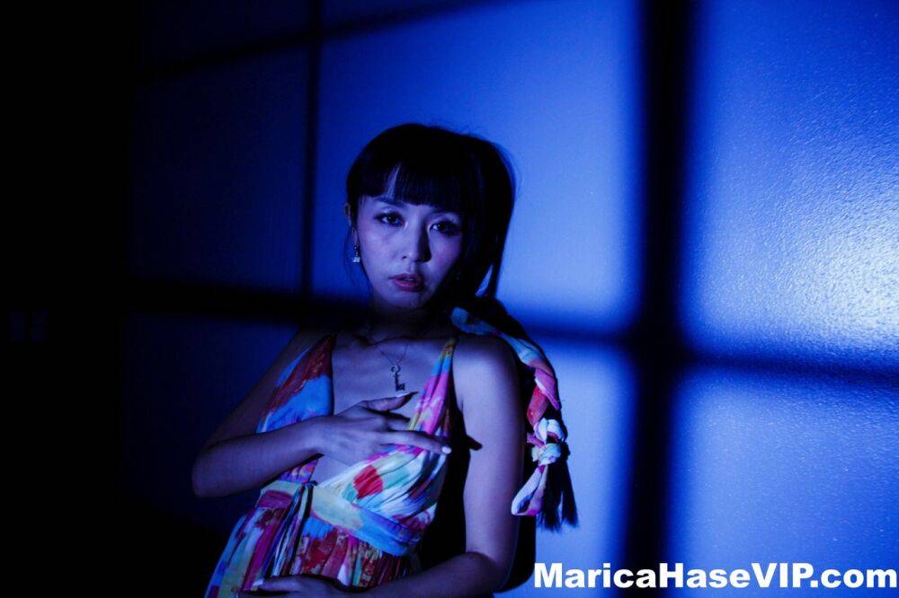 Japanese woman Marica Hase gets naked by herself in poor light - #4