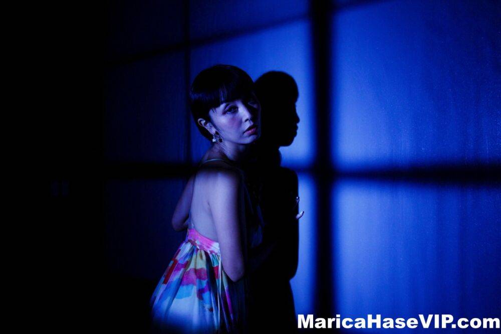 Japanese woman Marica Hase gets naked by herself in poor light - #6