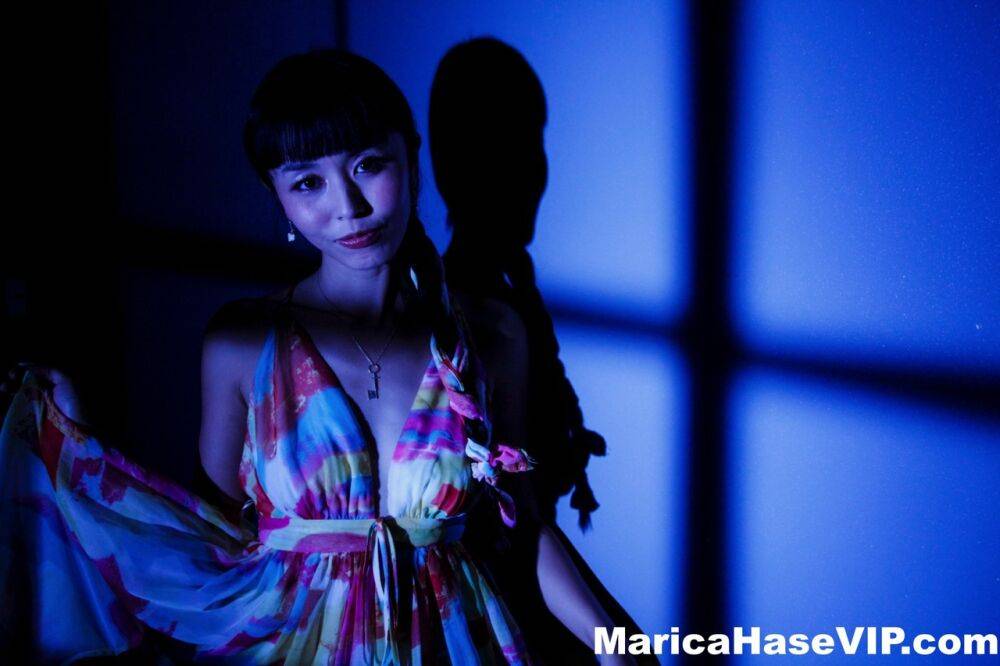 Japanese woman Marica Hase gets naked by herself in poor light - #8