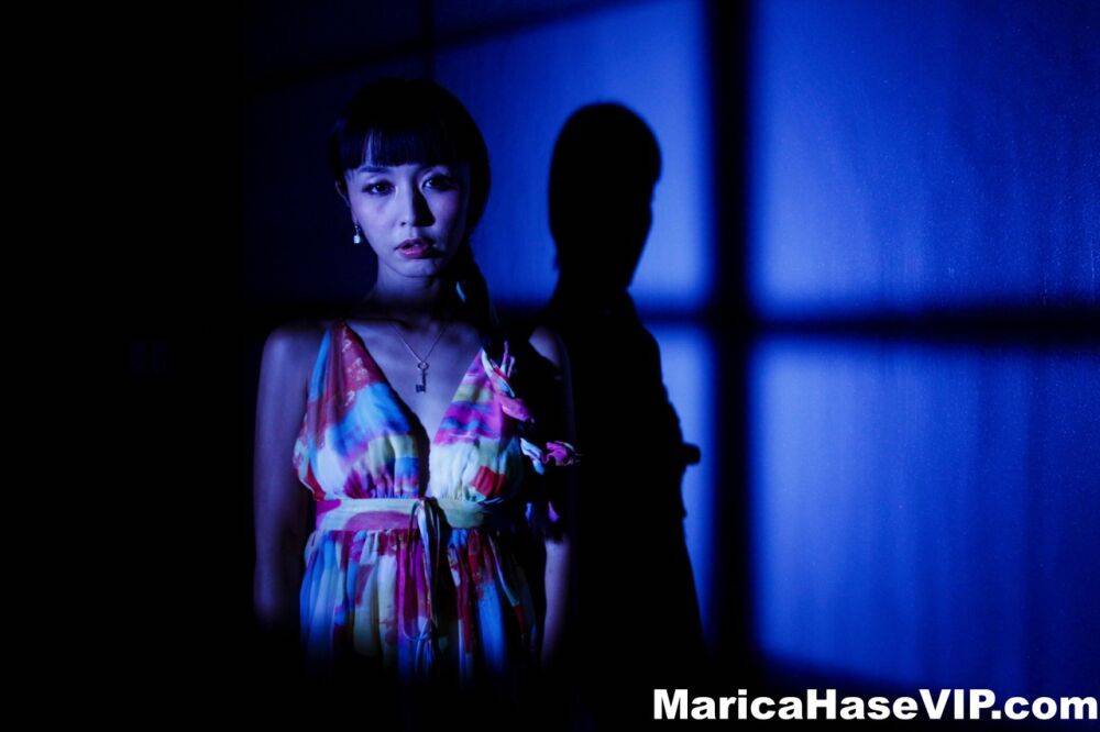 Japanese woman Marica Hase gets naked by herself in poor light - #10