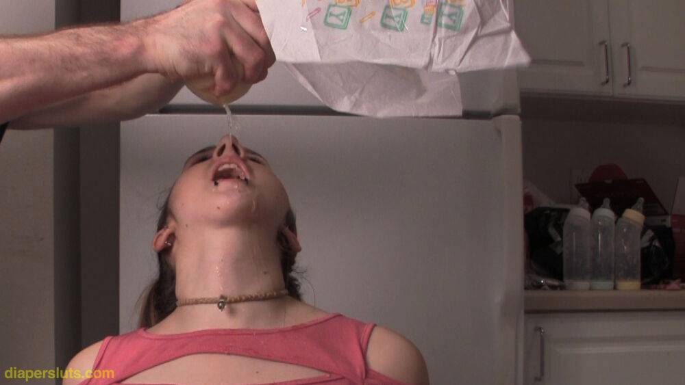 Young slut drinking piss from used diaper - #8