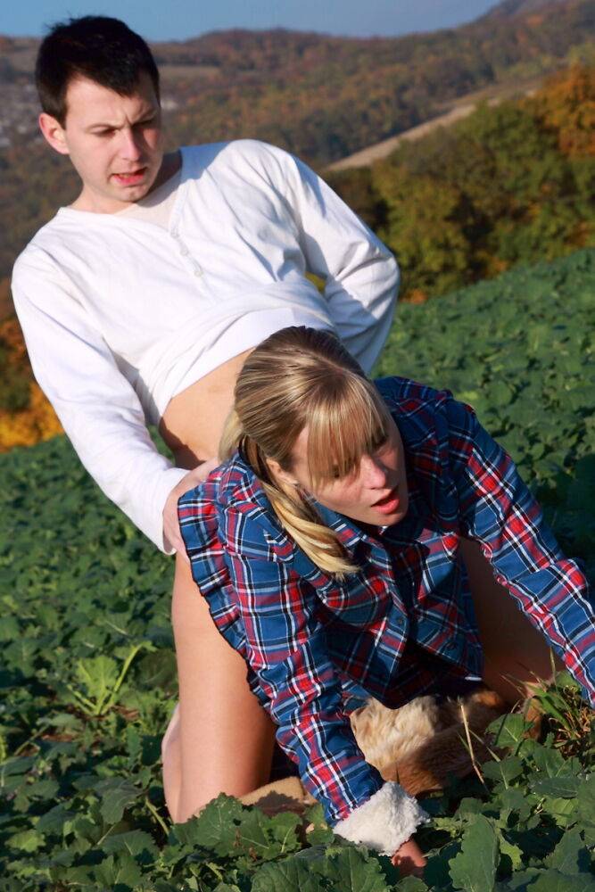 Blonde girl and her boyfriend have sex in a crop field away from prying eyes - #10