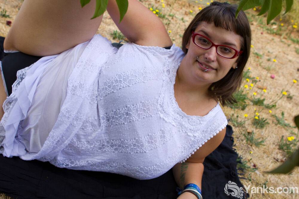 Thick amateur Betty H unveils great breasts as she disrobes outdoors - #7