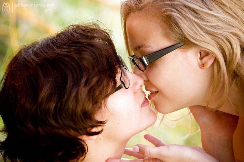 Two geek girls in glasses go lesbo in this wild outdoor lesbian sex set - #2