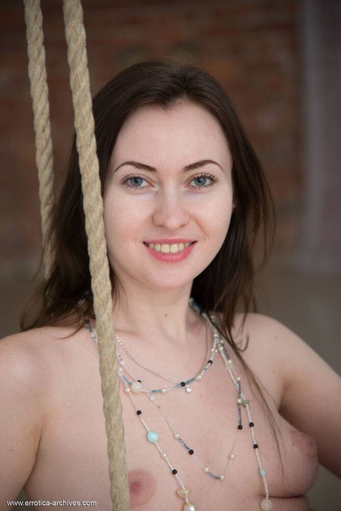 Teen model Angela H gets completely naked on an indoor swing - #14