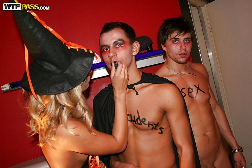 Rammish coeds enjoy a wild sex orgy at the halloween party - #5