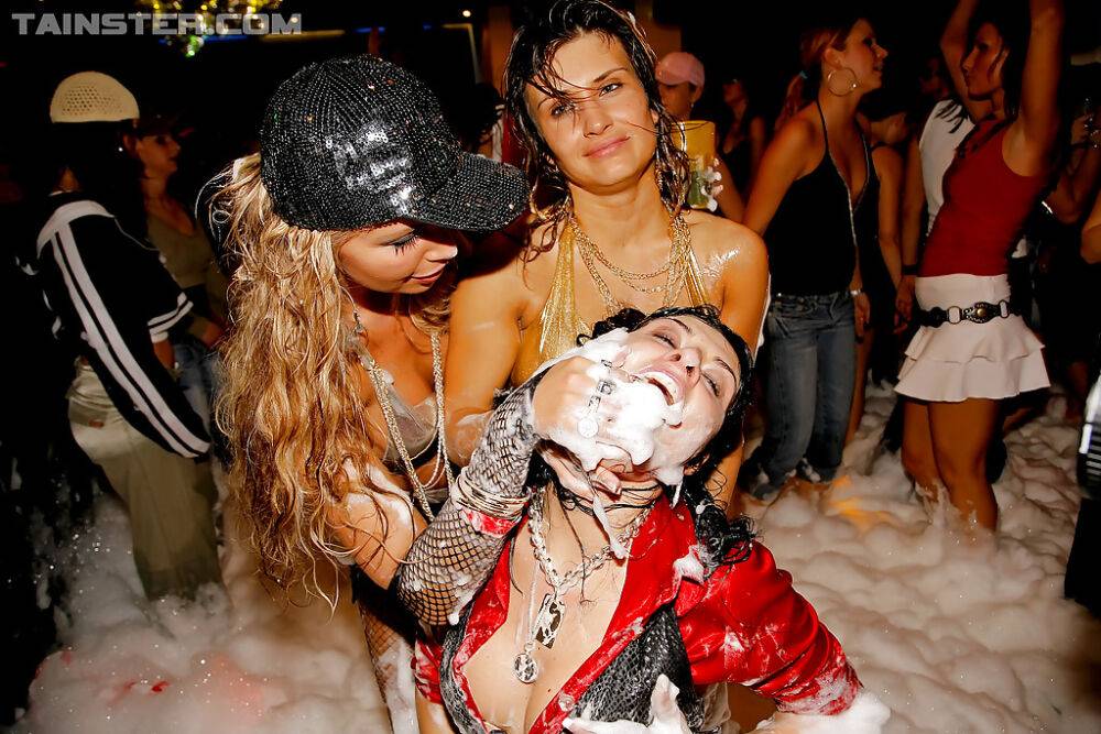 Slutty babes getting blowbanged and fucked hardcore at the foam sex party - #15