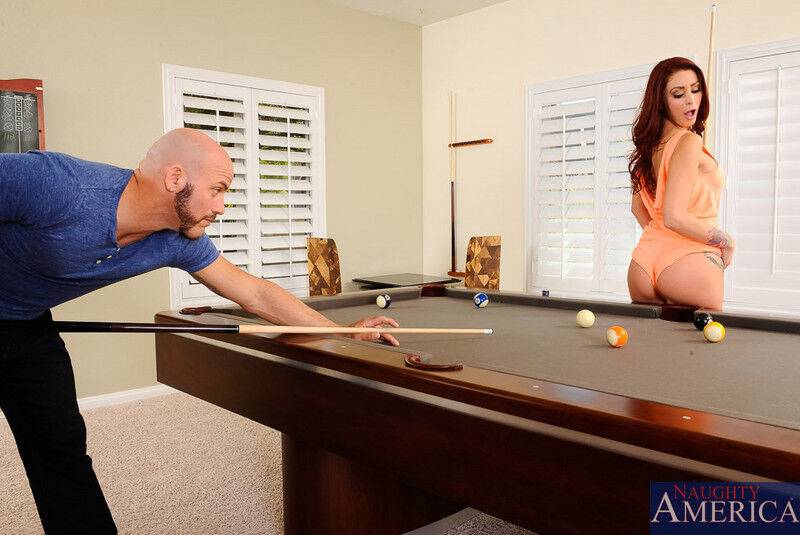 Sexy redhead Monique Alexander seduces a man while he's shooting pool - #5