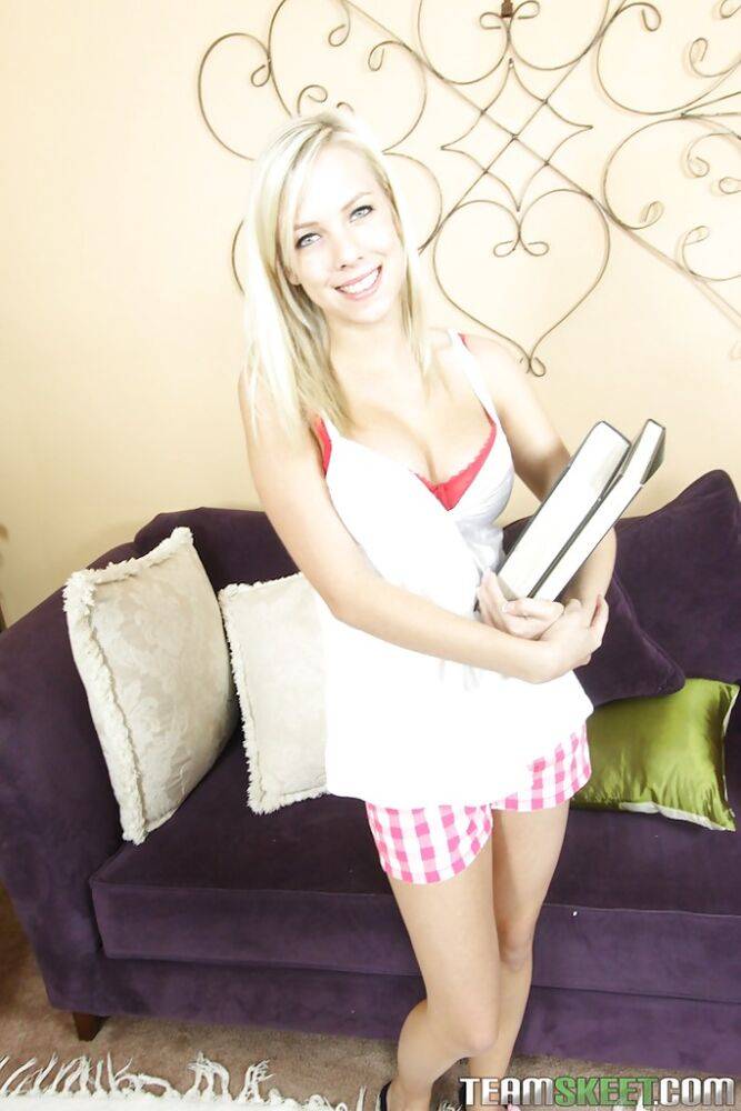 Blonde teen Britney Beth slowly uncovering her petite curves - #16