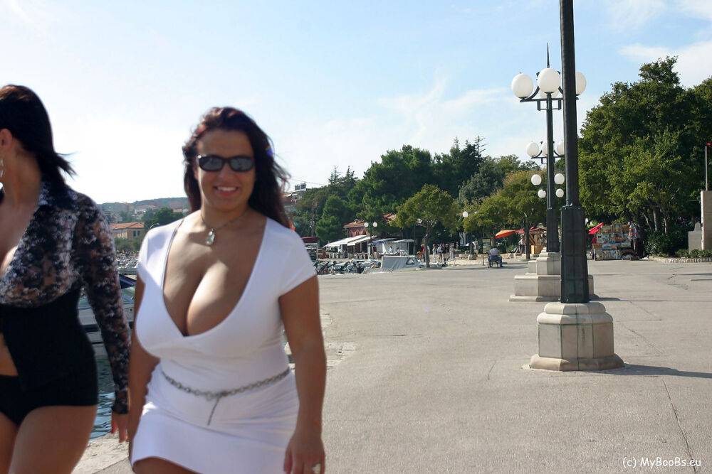 A bevy of busty babes show off their hot big tits & pussies in public - #3