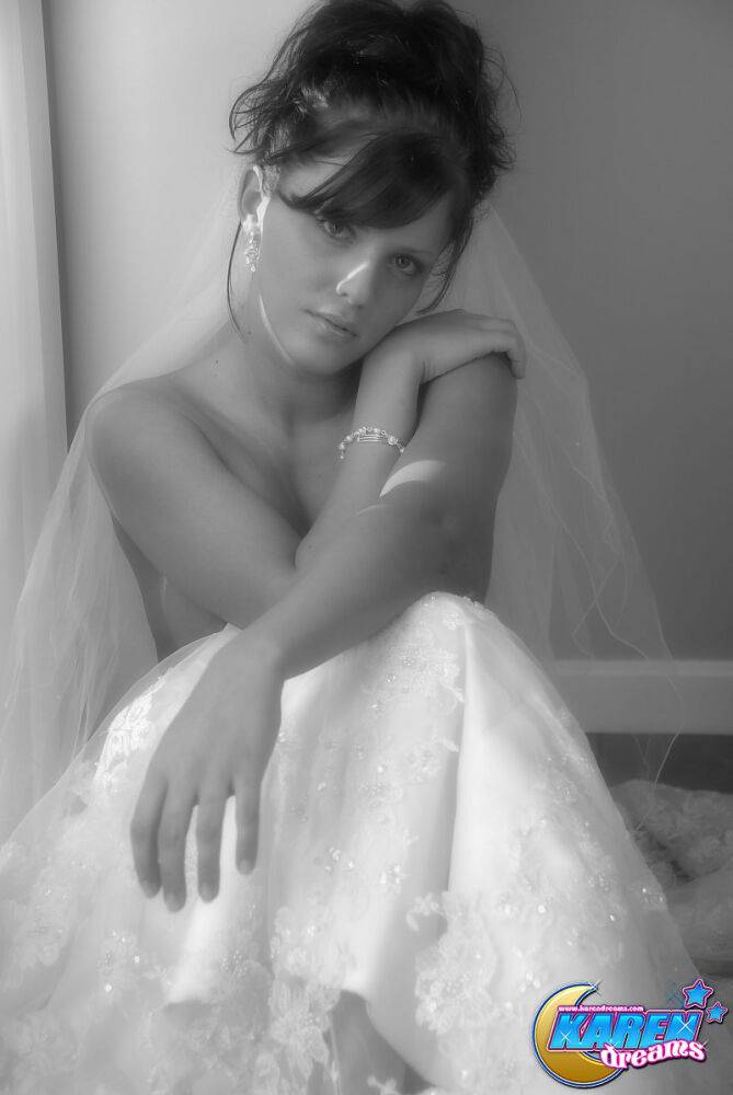 Young amateur wears her hair done up while modelling bridal wear - #10