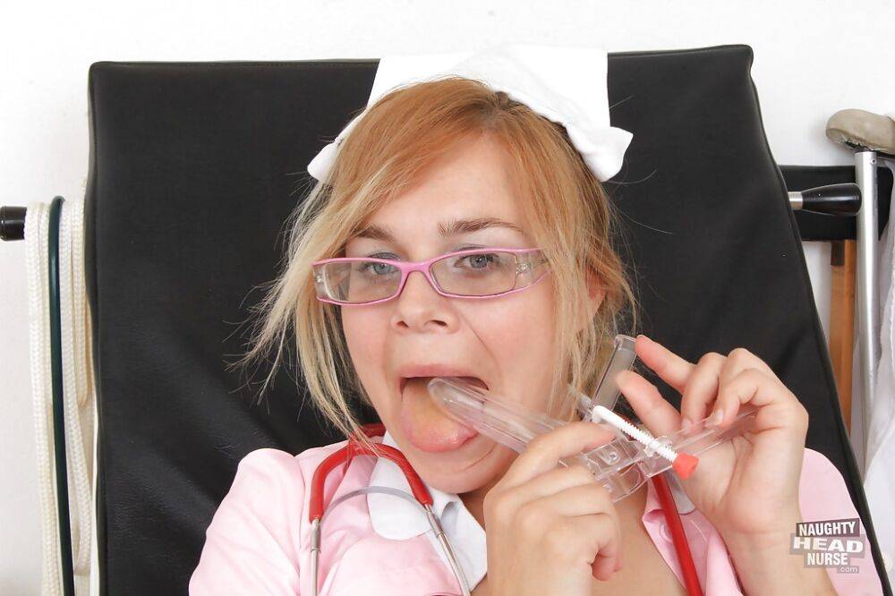 Mature girl Karen spreading that pussy in a nurse uniform - #13