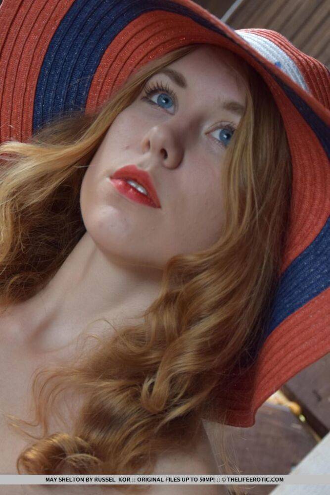 Pale redhead May Shelton masturbates while fondling her perfect tits - #13