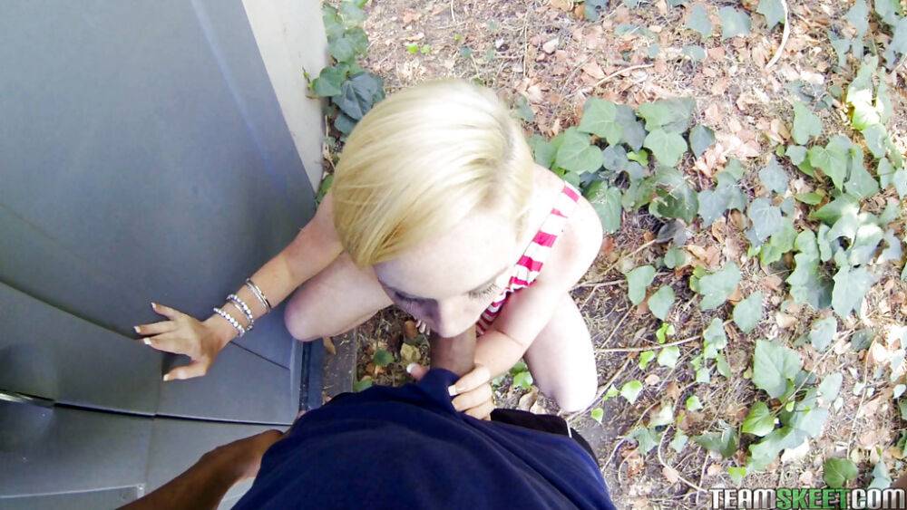 Close up outdoor ass fuck of a blonde teen Miley May and her man - #14