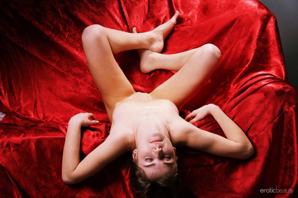 Innocent teen girl Alice Kiss pulls on sheer lingerie after posing naked - #16