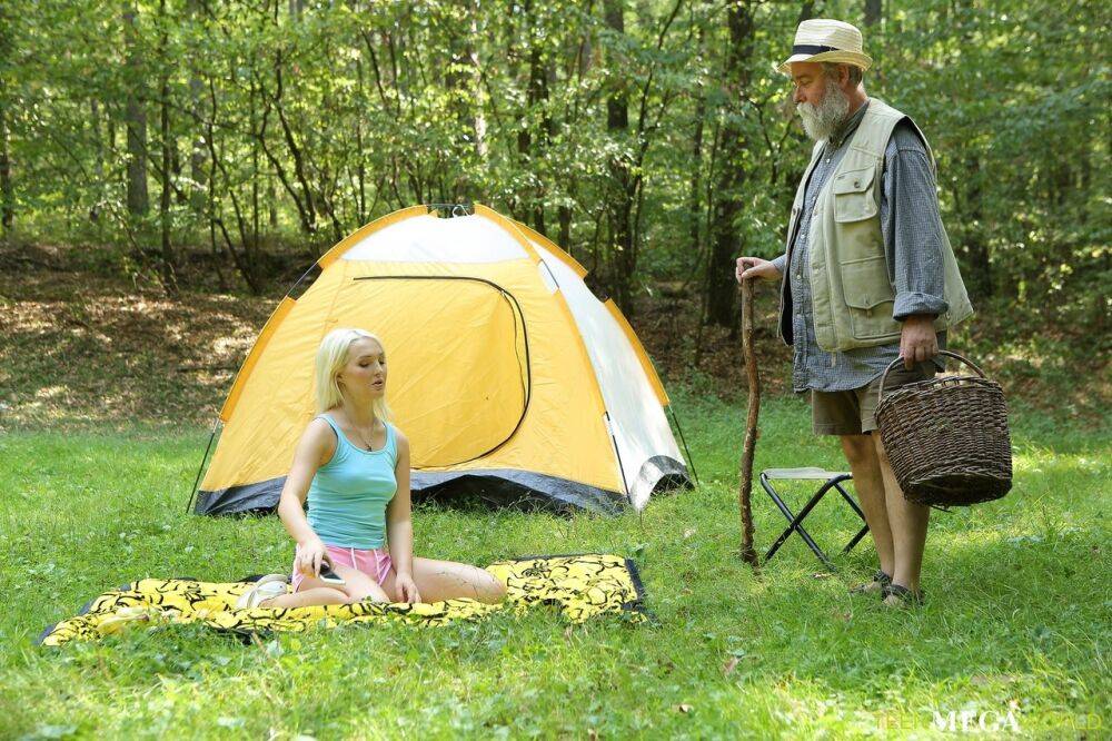 Young looking blonde Lovita Fate gets fucked by an old man while camping out - #13