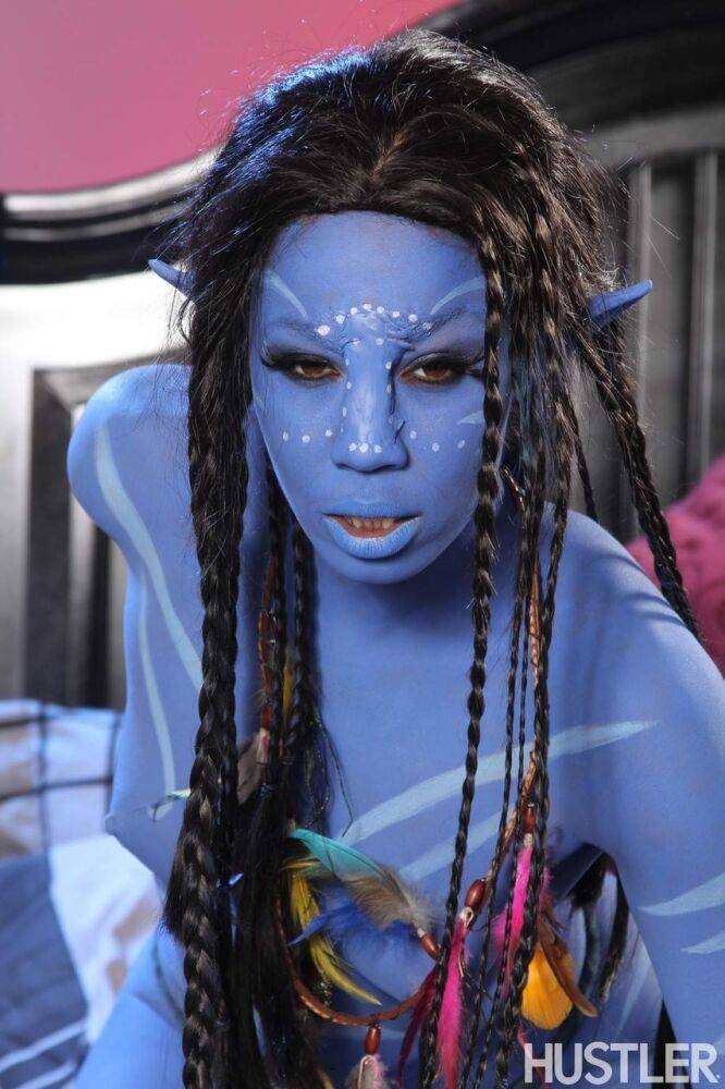 Cosplay beauty Misty Stone takes cock in nothing but blue body paint - #14
