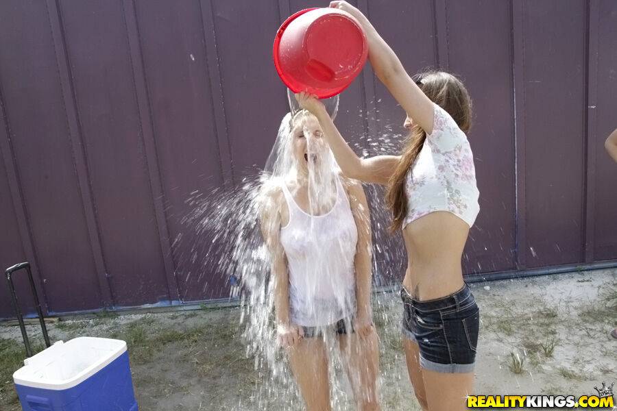 White trailer trash chicks Lucy Tyler and Rose Black get wet for reality show - #14