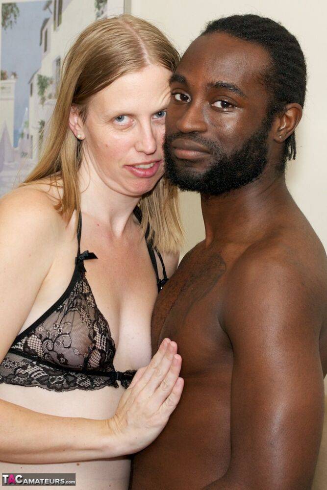 White amateur deepthroats her black lover's cock in lingerie ensemble - #2