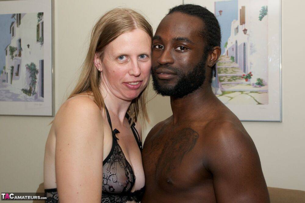 White amateur deepthroats her black lover's cock in lingerie ensemble - #5