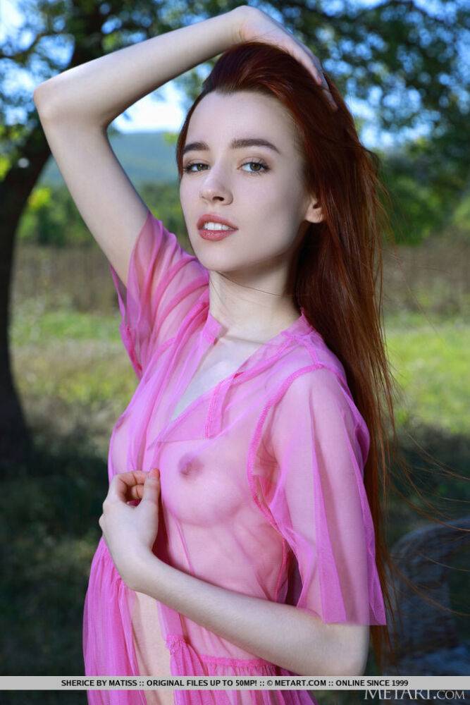 Beautiful Sherice lets the pink sheer shawl slide down her long slim sexy - #15