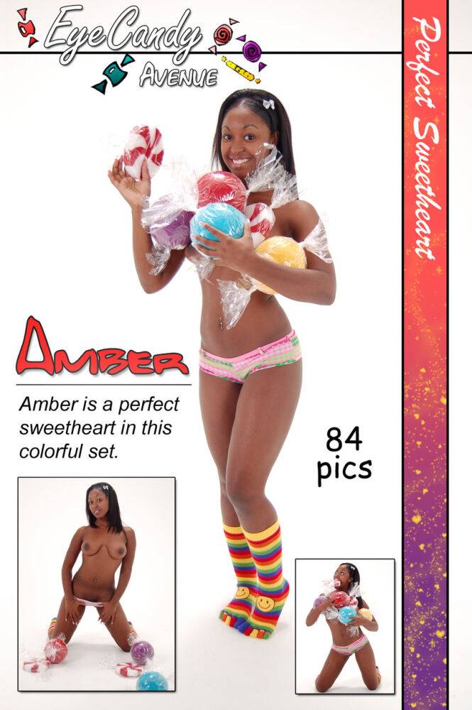 Amber posing naked with colorful candy - #7