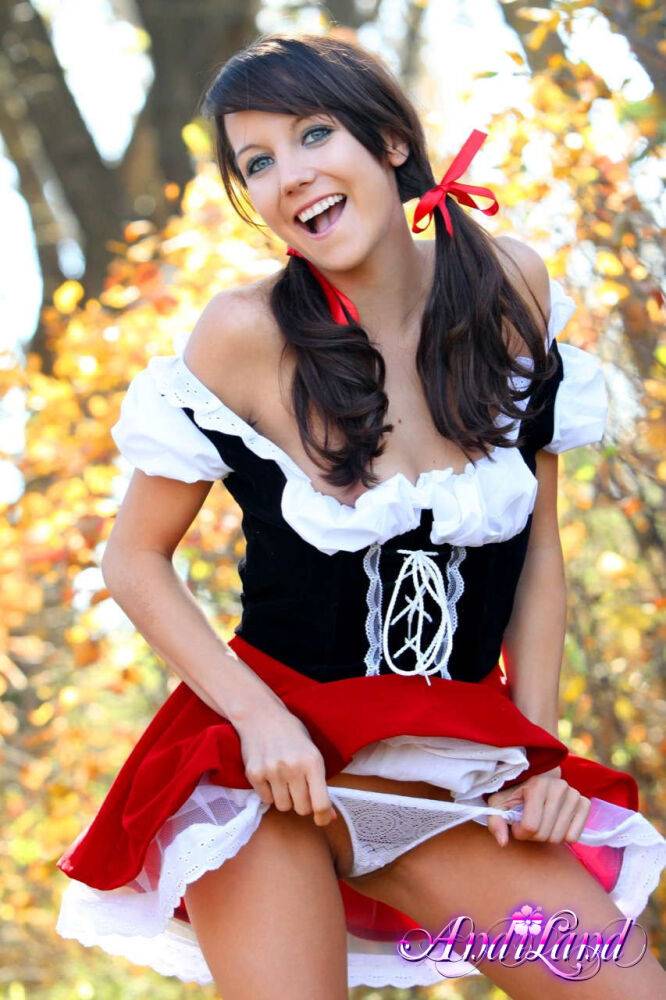 Sweet teen Andi Land frees her tits and twat from a Red Riding Hood outfit - #5