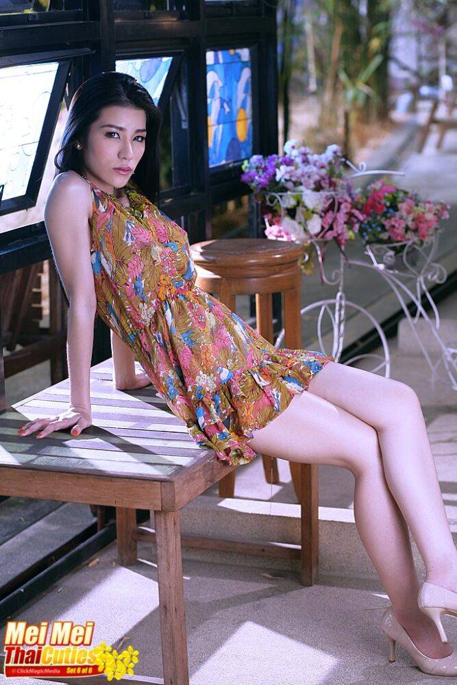 Thai beauty Mei Mei gets naked on top of a table near windows - #11